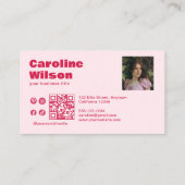 Carte De Visite Retro Moderne Rouge Professionnel Photo Code QR (Dos)
