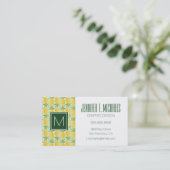 Carte De Visite Rétro monogramme des ananas | (Debout devant)