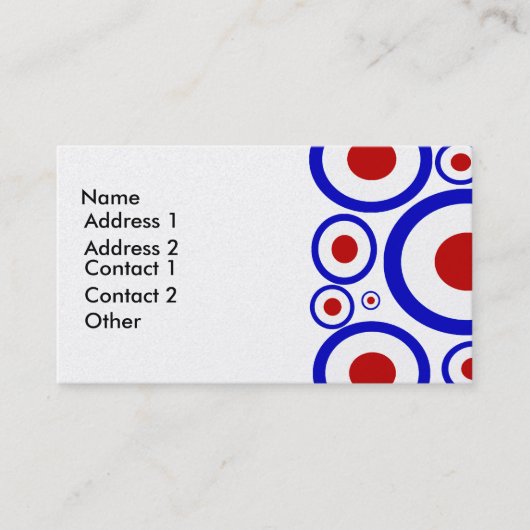 Carte De Visite Rétro motif de cercle d'années '60 de mod (Devant)