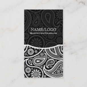 Carte De Visite Rétro motif noir et blanc de Paisley