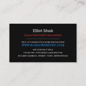 Carte De Visite Retro Music Design, Karaoke Event Organizer (Dos)