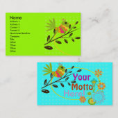 Carte De Visite Rétro oiseau et fleurs (Devant / Derrière)