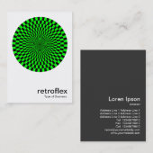 Carte De Visite Retro Op Art - Vert et Noir (Devant / Derrière)