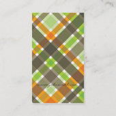 Carte De Visite Retro Orange Brown Vert Plaid Chèques Motif Amusem (Dos)