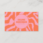 Carte De Visite Retro Orange Pink 70s Boho Groovy Funky Trendy (Devant)