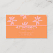 Carte De Visite Retro Orange Pink 70s Groovy Floral Boho Girly Fun (Dos)