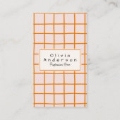 Carte De Visite Retro Orange Wavy À damiers tendance Boho Funky (Devant)