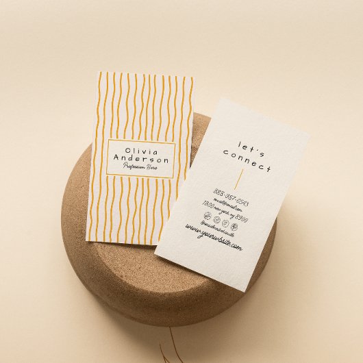 Carte De Visite Retro Orange Wavy Stripes tendance Boho Funky Mode