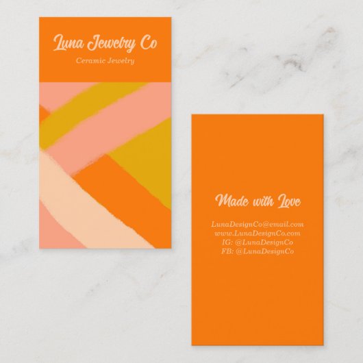 Carte De Visite Retro Painted Abstract Crossed Lines Orange Blank (Devant / Derrière)