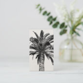 Carte De Visite Rétro palmier tropical d'île en noir et blanc (Debout devant)