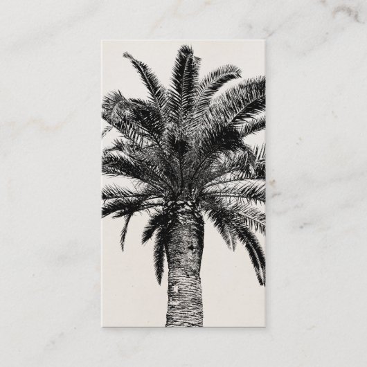 Carte De Visite Rétro palmier tropical d'île en noir et blanc (Devant)