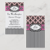 Carte De Visite Rétro Paris rose et noir classique chic (Devant / Derrière)