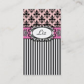 Carte De Visite Rétro Paris rose et noir classique chic (Dos)