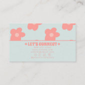 Carte De Visite Retro Pastel Pink Groovy Floral Boho Girly Unique (Dos)