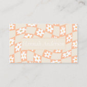 Carte De Visite Retro Peach Fuzz À damiers Daisy (Devant)