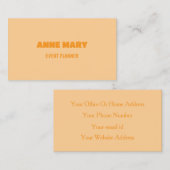 Carte De Visite Retro Peach OrangeModern Chic Girly Professional (Devant / Derrière)