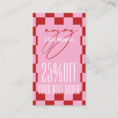 Carte De Visite Retro Pink Business Next Order Discount Voucher (Devant)