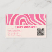 Carte De Visite Retro Pink Cream QR Code 70s Boho Groovy Girly  (Dos)