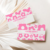 Carte De Visite Retro Pink Groovy Floral Boho Girly Unique Trendy 