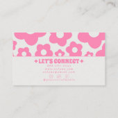Carte De Visite Retro Pink Groovy Floral Boho Girly Unique Trendy  (Dos)
