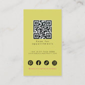 Carte De Visite Retro Pink Olive Green Hair Styling Flat Design QR (Dos)
