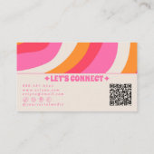 Carte De Visite Retro Pink Orange QR Code Boho Groovy Girly Trendy (Dos)