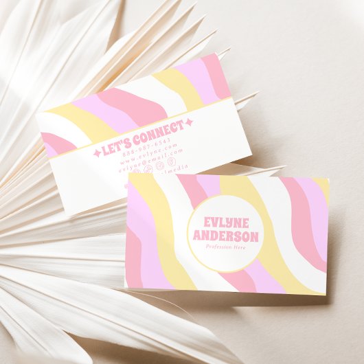 Carte De Visite Retro Pink Pastel 70s Boho Groovy Girly Trendy 