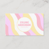 Carte De Visite Retro Pink Pastel QR Code 70s Boho Groovy Girly  (Devant)