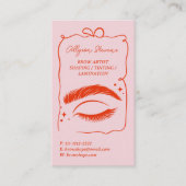 Carte De Visite Retro Pink Red Doodles Brow Artist QR Code (Devant)