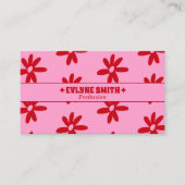 Carte De Visite Retro Pink Red Groovy Floral Boho Girly Trendy (Devant)