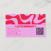 Carte De Visite Retro Pink Red QR Code Boho Groovy Funky Trendy  (Dos)