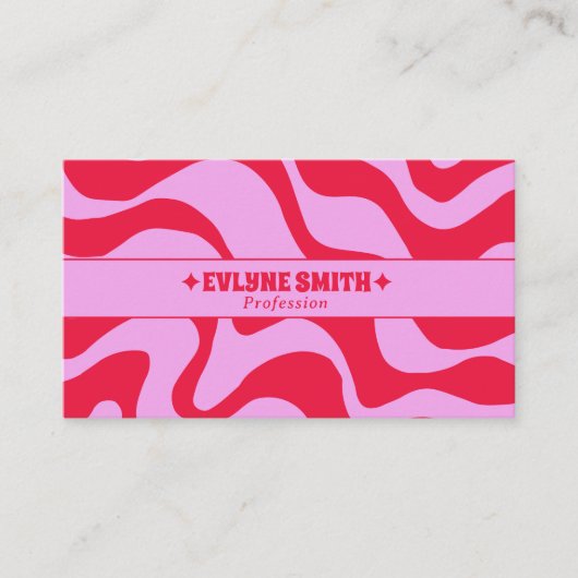 Carte De Visite Retro Pink Red QR Code Boho Groovy Funky Trendy  (Devant)