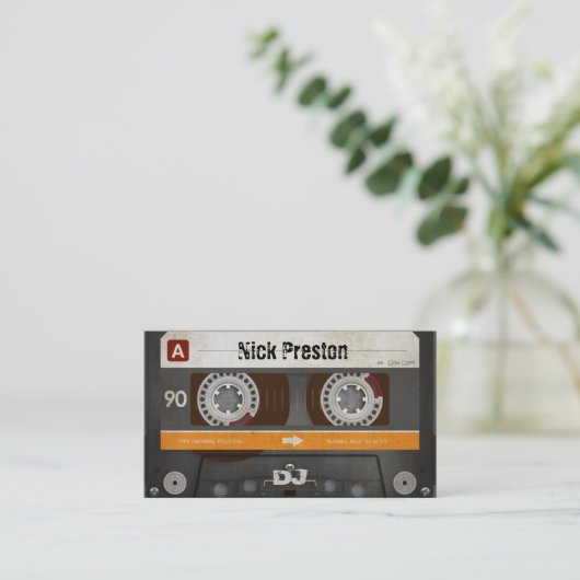 Carte De Visite Rétro professionnel frais de la cassette audio | (Debout devant)