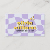 Carte De Visite Retro Psychedelic Bold 70s Groovy Checkered Trendy (Devant)