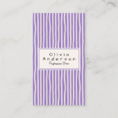 Carte De Visite Retro Purple Main Tirée Stripes tendance Moderne (Devant)