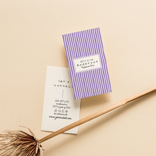 Carte De Visite Retro Purple Main Tirée Stripes tendance Moderne