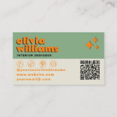 Carte De Visite Retro QR Code Psychedelic Groovy Checkered Unique (Dos)