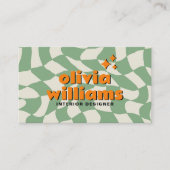 Carte De Visite Retro QR Code Psychedelic Groovy Checkered Unique (Devant)