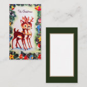 Carte De Visite Rétro renne vintage de Noël (Devant / Derrière)
