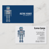 Carte De Visite Rétro robot - bleu (côtés alternatifs) (Devant / Derrière)