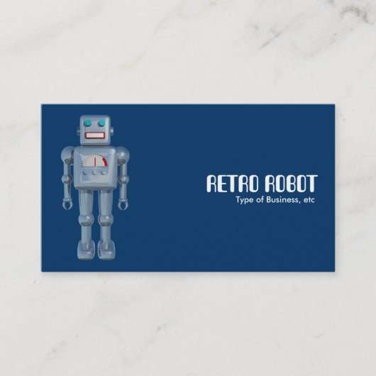 Carte De Visite Rétro robot - bleu (côtés alternatifs) (Devant)
