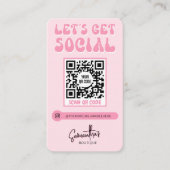 Carte De Visite Retro rose moderne Logo Médias sociaux Code QR (Devant)