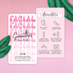 Carte De Visite Retro rose moderne soins faciaux Instructions Beau