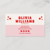 Carte De Visite Retro Rose Rouge Bold Super Fille tendance À damie (Dos)