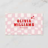 Carte De Visite Retro Rose Rouge Bold Super Fille tendance À damie (Devant)