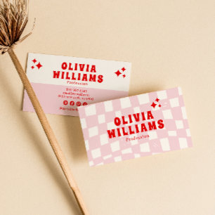 Carte De Visite Retro Rose Rouge Bold Super Fille tendance À damie