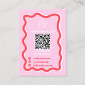 Carte De Visite Retro rose rouge courbe squiggle ondulé affichage (Dos)