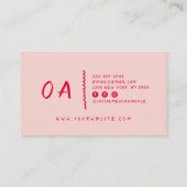 Carte De Visite Rétro Rose Rouge Main Écrite Boho Unique Fille (Dos)