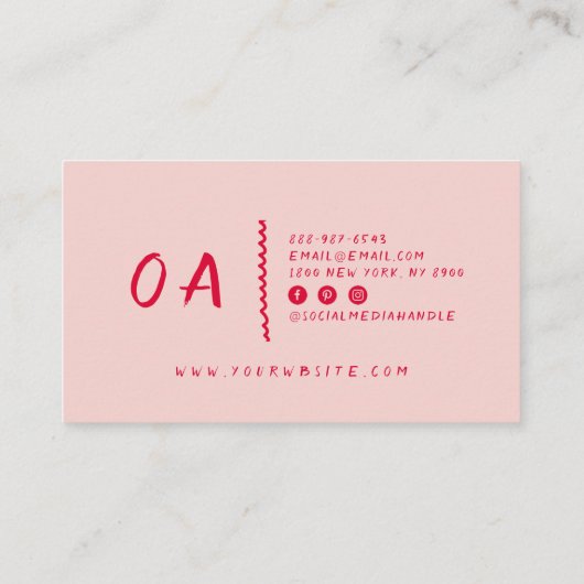 Carte De Visite Rétro Rose Rouge Main Écrite Boho Unique Fille (Dos)