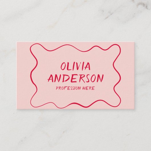 Carte De Visite Rétro Rose Rouge Main Écrite Boho Unique Fille (Devant)